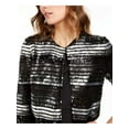 thumbnail image 3 of R&M RICHARDS Womens Black Sequined Shrug Bell Sleeve Open Cardigan Wear To Work Top M, 3 of 3