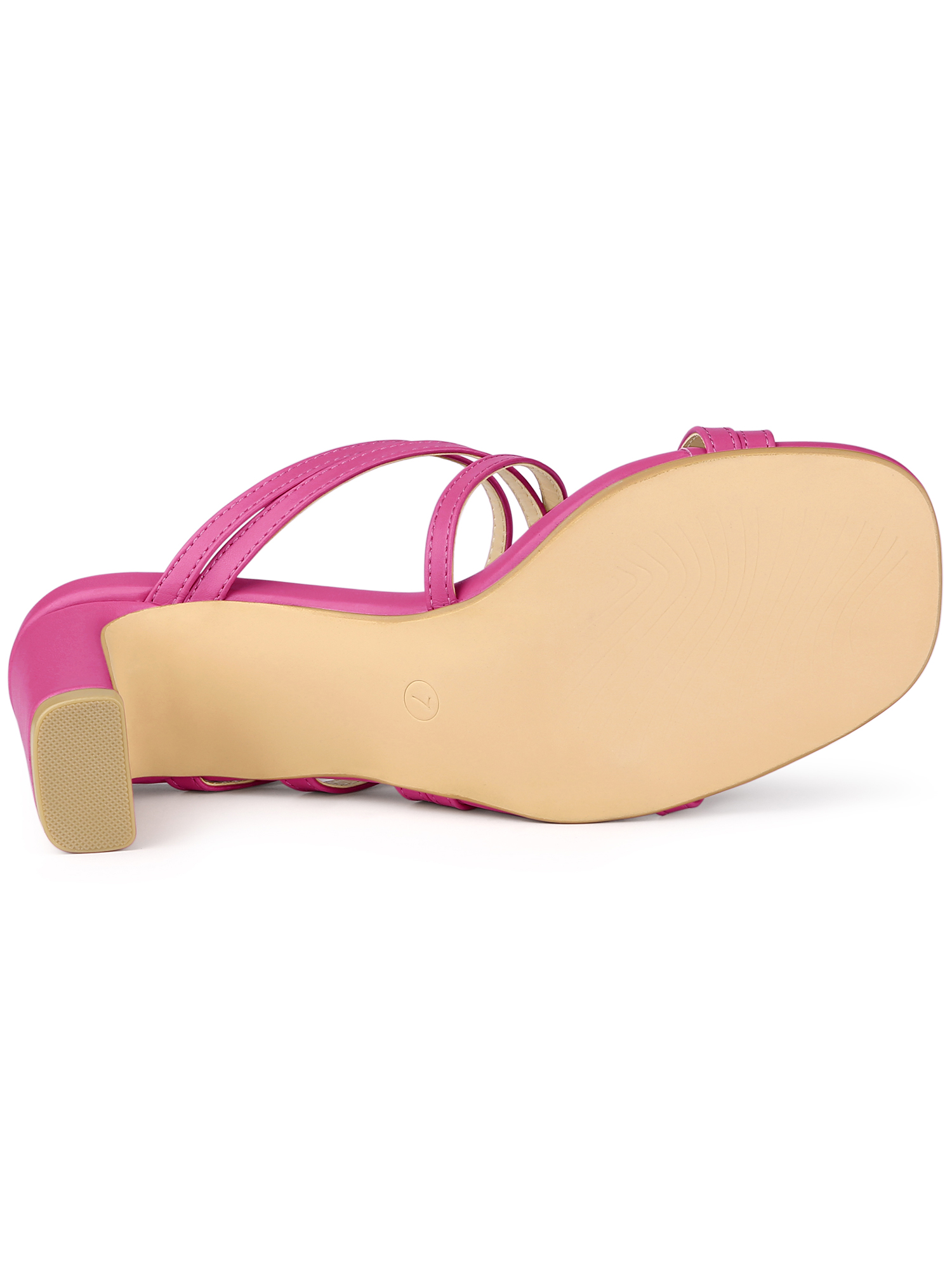 DARING DIVA Women's Sandals Block Heeleds Crisscross Strap Sandals Hot Pink 9