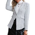 thumbnail image 2 of Veste de Complet à Carreaux pour Femme, Blazer à Col Rabattu, Blazer à Carreaux à Double Boutonnage, 2 of 5