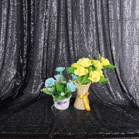 Image of 4x6ft Black Sequin Backdrop Black Curtains Photography Backdrop Glitter Backdrop Wedding Party Holiday Festival Decor Portrait Photoshoot Background Photo Booth Studio Props
