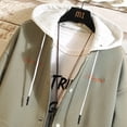 thumbnail image 2 of Mens Colorblock Hooded Baseball Jackets Varsity Bomber Jacket Coat, 2 of 8