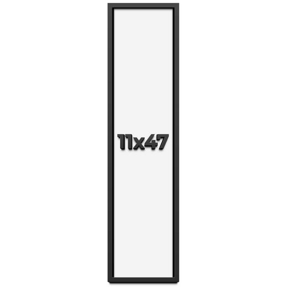 11x47 Shadow Box Frame Black | 1 inches Deep Real Wood Contemporary Shadowbox Display Frame | UV
