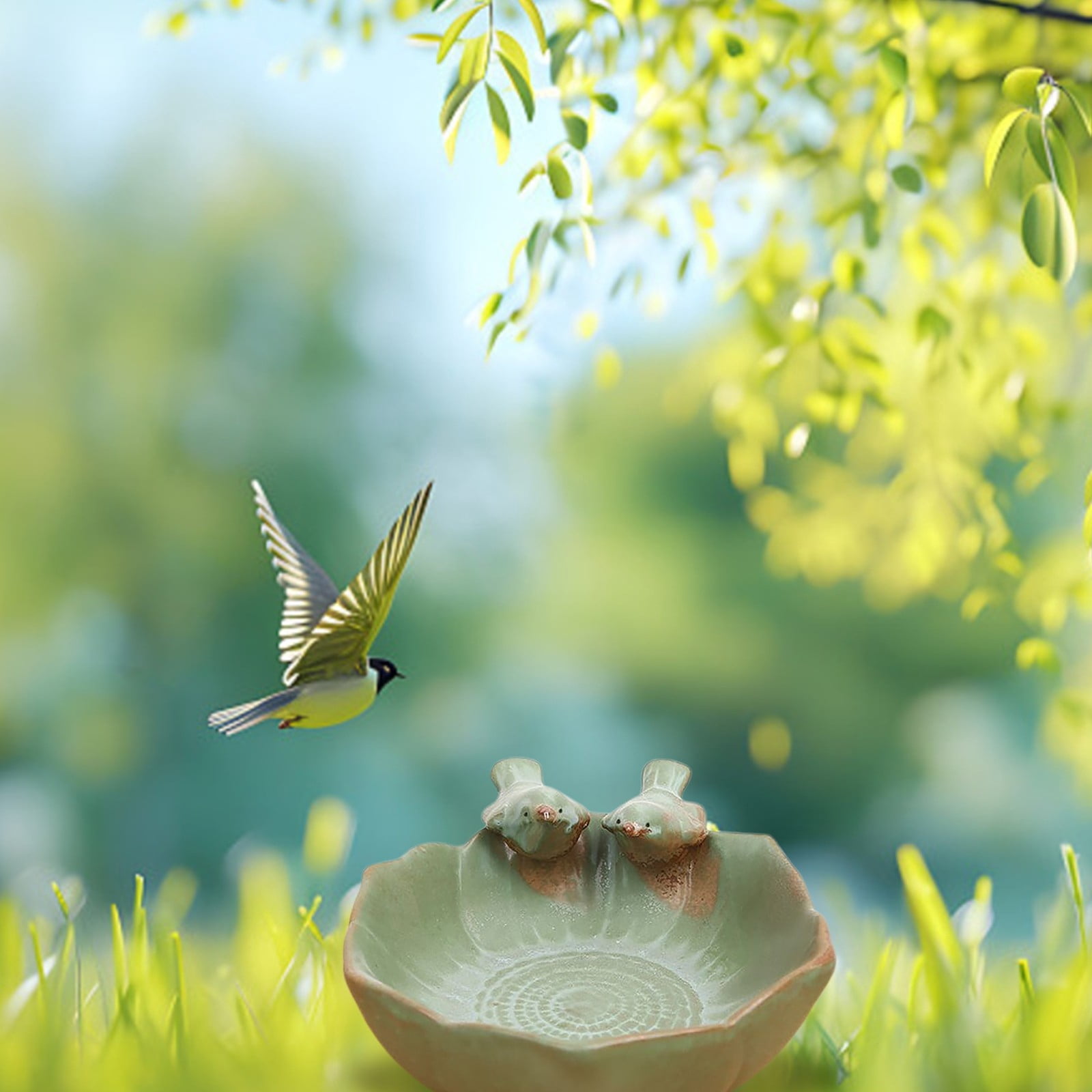 Bird Bath For Outside On Ground Ceramic Birds Bath Bowl Handmade Ground Bird Feeders And Birdbath For Outdoors For Outdoors Garden Tabletop Balcony And prom decorations