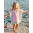 thumbnail image 4 of RUINIXCW Toddler Baby Girl Hooded Swim Cover Up Summer Pool Beach Poncho Striped Seersucker Swimming Coverups with Bow Infant Bathing Suit Kimono, 4 of 9