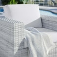 thumbnail image 5 of Lounge Chair Armchair, Rattan, Wicker, Light Grey Gray White, Modern Contemporary Urban Design, Outdoor Patio Balcony Cafe Bistro Garden Furniture Hotel Hospitality, 5 of 8