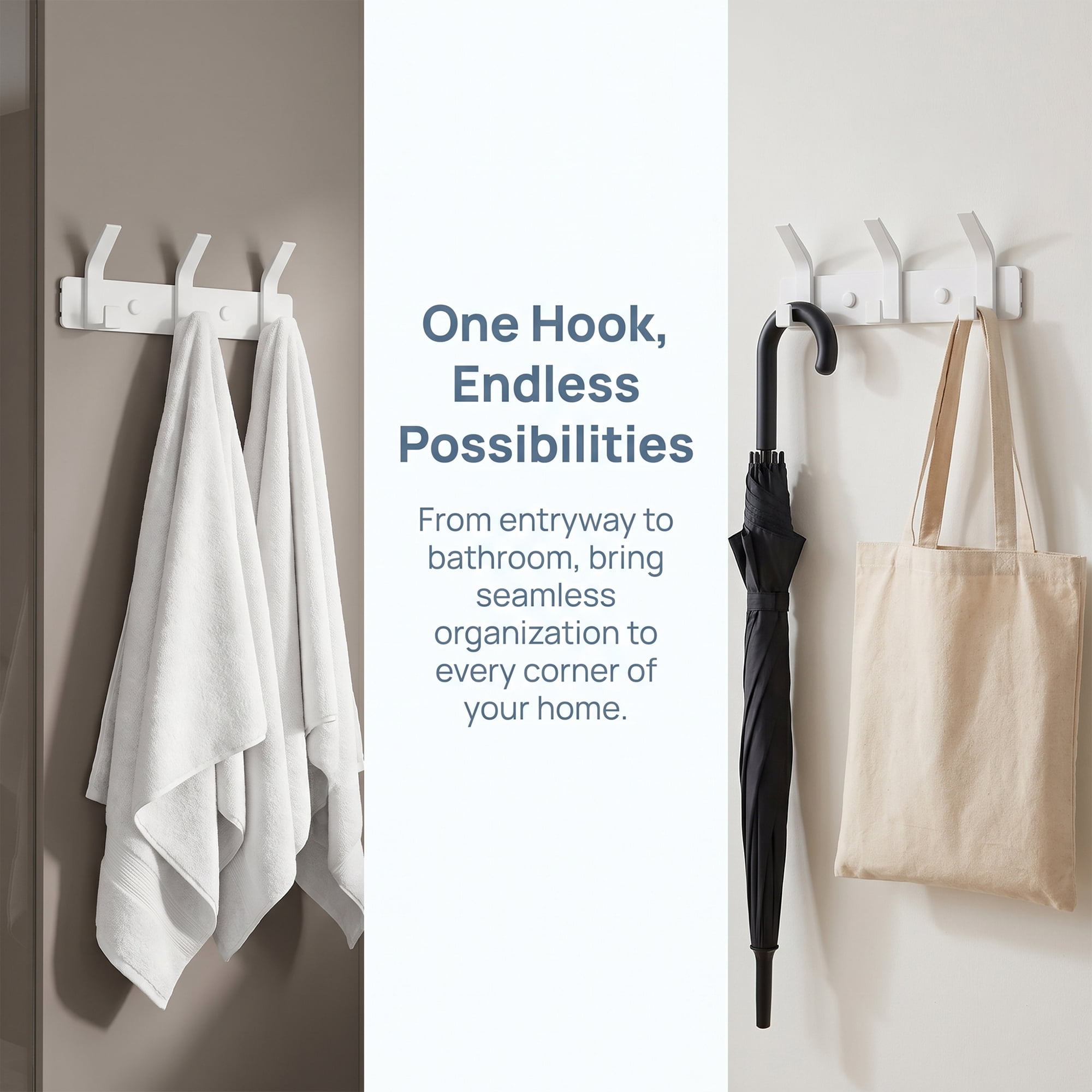 Unique Bargains Coat Rack Wall Mount Metal Hook for Bathroom and Bedroom White 3 Hooks