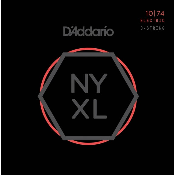 D'Addario NYXL1074 Nickel Wound 8-String Electric Guitar Strings, Light Top / Heavy Bottom, 10-74