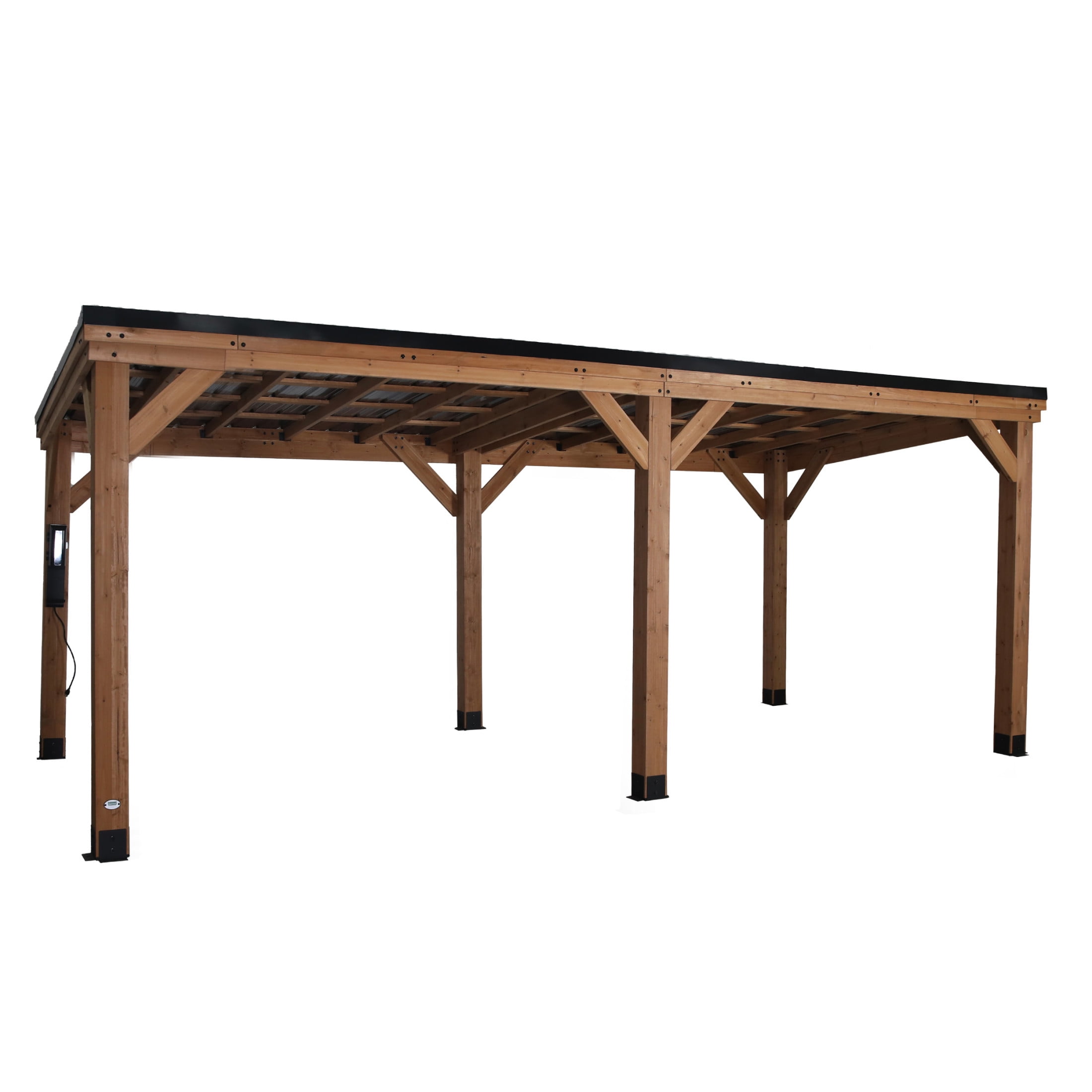 Backyard Discovery Arcadia 20'x9.5' Cedar Wood Gazebo, Galvanized Steel Roof, PowerPort