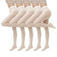 thumbnail image 2 of BiZtdJrK Womens High Waisted Compression Pantyhose Solid Color 5 Pair Tights Slim Fit Stockings Halloween Costumes, Beige, L, 2 of 2