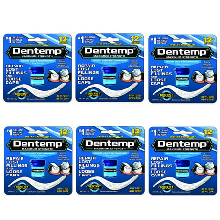 6 Pack Dentemp O.S. One Step Caps and Fillings Repair 8+ Repairs  2.2 grams Each