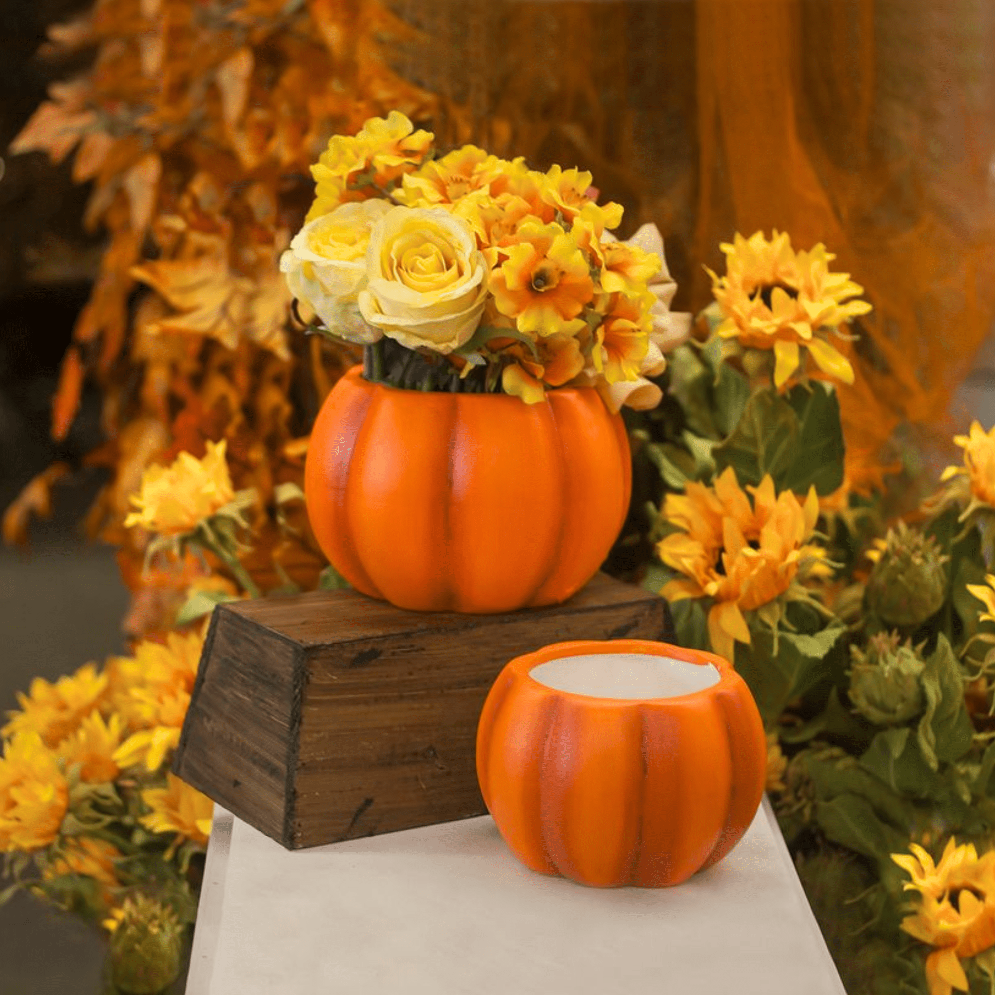 Holiday Designs - 5.5 Inch Pumpkin Planter Pots, Set of 12 Matte Ceramic Pumpkin Pottery for Fall Flowers, Succulents, Halloween & Thanksgiving Decor (Orange, 5.5”D)