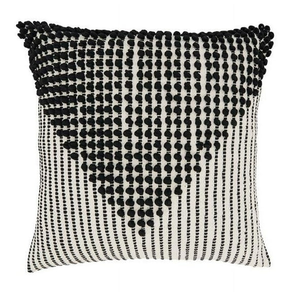 20 in. Woven Diamond Pattern Poly Filled Throw Pillow, Black & White