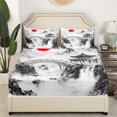 thumbnail image 3 of Erosebridal Japanese Mount Fuji Sheet Set Twin, Ink Printing Bedding Sets Twin Size, Teens 3 Pieces, 3 of 7