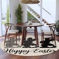 thumbnail image 4 of Happy Easter Rabbits Round Rug 6ft Washable Circle Kitchen Rugs Non Slip Black Plaid Polka Dots Rabbits Beige Large Area Rug Indoor Floor Carpet for Bedroom Living Room Home Office Dining Room, 4 of 8