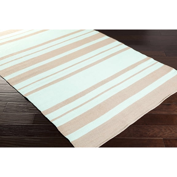 Hauteloom Arverne Living Room, Bedroom Patio Outdoor Area Rug - Solid & Striped - Sage, Tan - 2' x 3'