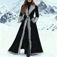 thumbnail image 2 of Christmas Cardigan for Women Winter Long Retro Coat With Suede Trim Soft Lined Outerwear For Cold Weather Elegant Ethnic Style Maxi Overcoat, 2 of 5