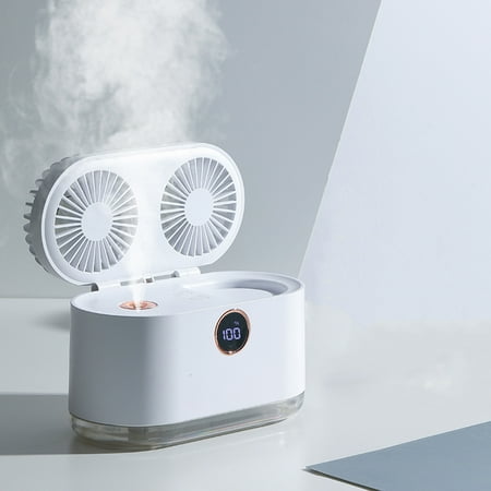 

WMYBD Kitchen Gadgets fan Double Head Spray Air Fan Mini Air-Conditioner Night Lighting Water Supply And Humidification Intelligent Digital Display Air Cooler Household Small Fan
