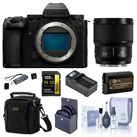 Panasonic LUMIX S5IIX Mirrorless Camera with LUMIX S 85mm f/1.8 Lens, Bundle with 128GB Memory Card, Extra Battery with Charger, Alpine 120 Bag, 67mm Filter Kit