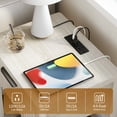 thumbnail image 6 of Aufeile Fluted Nightstand with Charging Station, Bedside Table with Drawer & Open Shelf, Small Wood Nightstand with 2 AC Outlets USB & Type-C, Bedroom Side Table, White Gray, 6 of 7