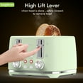 thumbnail image 5 of LONGDEEM 4 Slice Toaster, Stainless Steel Toaster with 6 Browning Options, 1.6''Wide Slots with Cancel/Defrost/Reheat Functions, High Lift Lever, Dual Controls, Green, 5 of 8