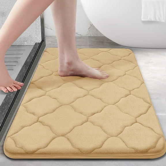 Buganda Memory Foam Bathroom Rugs, Ultra Soft and Absorbent Bath Mat, Thick Bath Rug for Bathroom Floor, 30x20, Beige