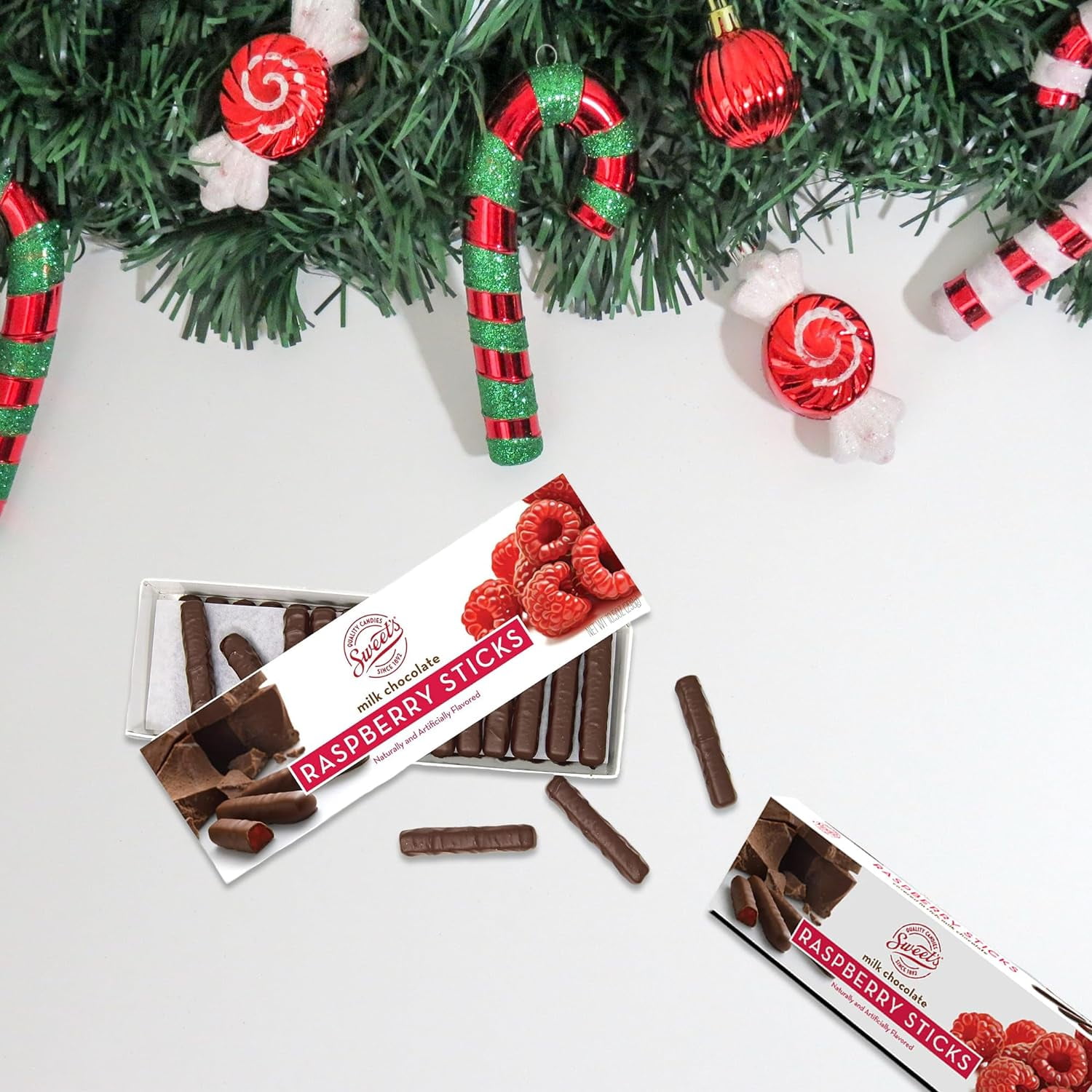 Sweet Candy Milk Chocolate Raspberry Sticks - Chocolate Covered Candy -Two (2) 10.5oz Box