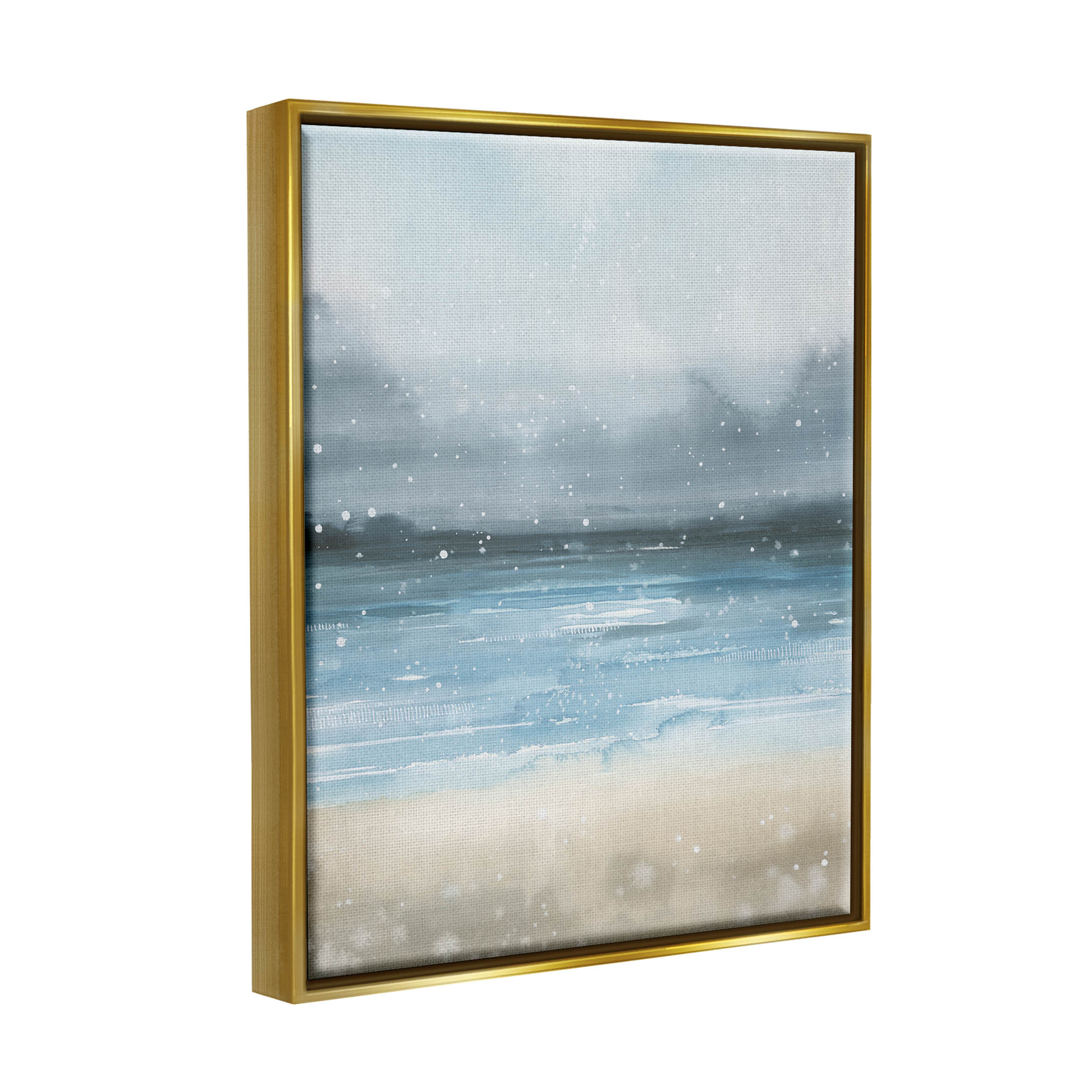 Stupell Industries Rainy Nautical Shore Landscape Graphic Art Metallic Gold Floating Framed Canvas Print Wall Art, Design by Grace Popp
