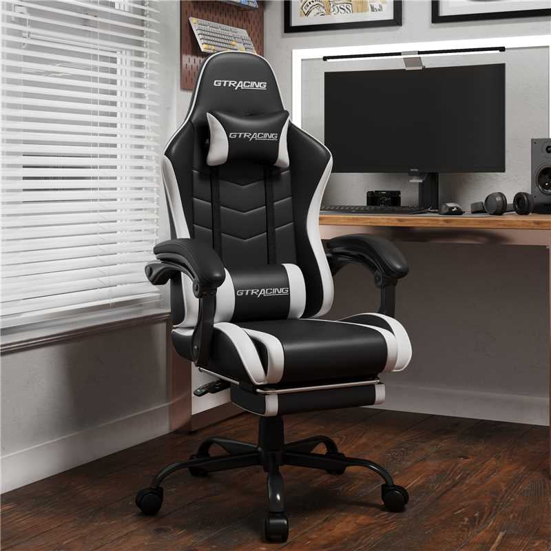 GTRACING GTWD-200 Ergonomic Gaming Chair with Adjustable Pillows and Footrest, Gaming chair with retractable footrest