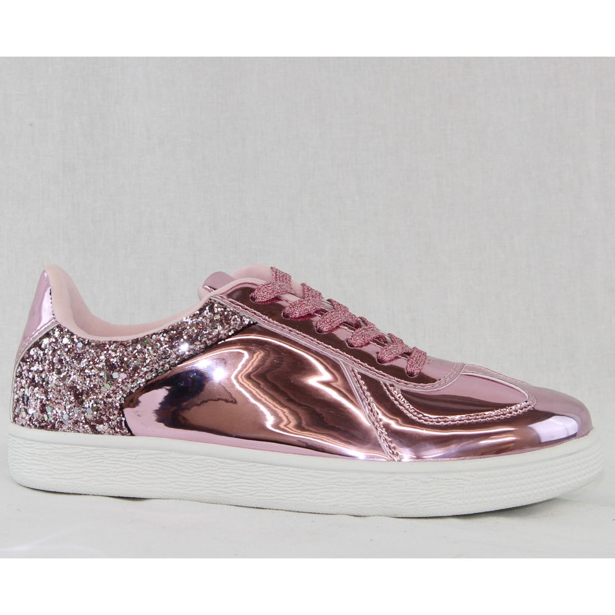  Nature Breeze EM29 Womens Metallic Sparkling Bling Glitter  Bomb Fashion Sneaker Color Rose Gold Size:6