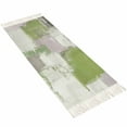 Sage Green Entryway Runner Rug 2x4ft,Modern Geometric Grey Oil Painting