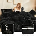 thumbnail image 5 of LIFEREVO Luxury Plush Shaggy Duvet Cover Set, Soft Velvet Fluffy Furry Duvet Cover Set(1 Faux Fur Fuzzy Comforter Cover + 2 Pom Poms Pillow Cases) Solid Bedding Set, Zipper Closure(Full/Queen, Black), 5 of 7