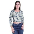 thumbnail image 1 of Moomaya Cropped Long Sleeve Tops For Women Printed Round Neck T Shirt Crop Top, 1 of 4