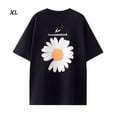 thumbnail image 1 of Camiseta de mujer con estampado floral, manga corta, cuello redondo, top suelto, negro, XL Noticed AP001205-07B, 1 of 7