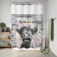 thumbnail image 6 of No Hook Shower Curtain, Black Cow Floral Shower Curtains for Bathroom with See Through Top Window, Grey Ombre Farmhouse Animals Waterproof & Washable Bath Curtain Stall 48"x72", 6 of 9