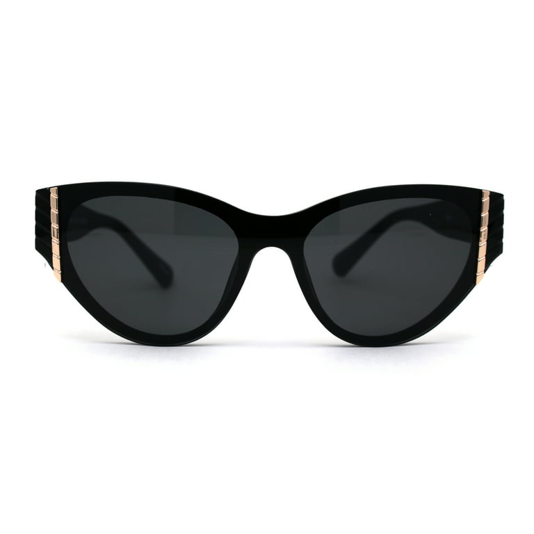 Womens Luxury Mod Jewel Trim Cat Eye Sunglasses Matte Black