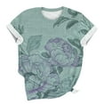 thumbnail image 5 of Sexlip Womens Swimsuit Set Faded Abstract Print Cover Up Design Crew Neck Short Sleeve Casual Silhouette Sun Protection Fabric for Beach Wear Green XXXL, 5 of 6