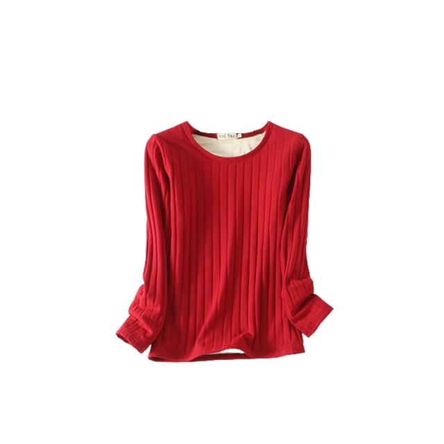Ropa interior Camiseta Mujer Cálido Grueso Algodón A prueba de viento Ropa interior sin rastro Ropa cómoda Manga larga Invierno Prendas para la parte del cuerpo Vino rojo, vino tinto M M Jumpingount AP013131-21
