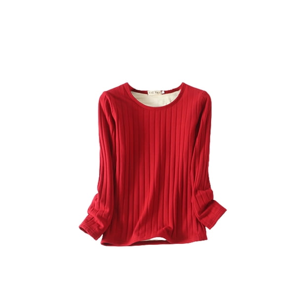 Ropa interior Camiseta Mujer Cálido Grueso Algodón A prueba de viento Ropa interior sin rastro Ropa cómoda Manga larga Invierno Prendas para la parte del cuerpo Vino rojo, vino tinto M M Jumpingount AP013131-21