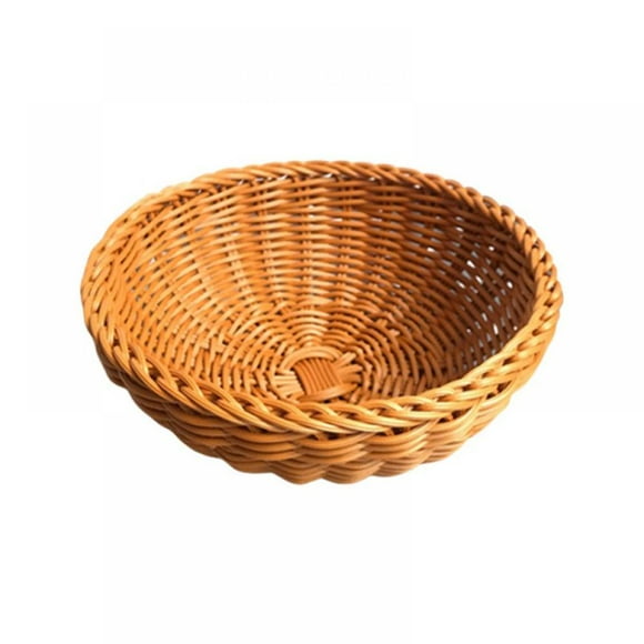 EIMELI Woven Wicker Bread Baskets For Fruit Vegetable Bowl Food Potato Storage Organizing Keys Wallet Kitchen Counter Small To Large Rattan Round Woven Basket Serving Bowls Chips Set of 2