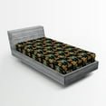 thumbnail image 2 of Ambesonne Peacock Fitted Sheet, Exotic Bird Curlicue Boho, Twin Size, Dark Teal and Marigold, 2 of 5