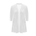 thumbnail image 6 of Htigea Women's Cardigan Velvet Half Sleeve Open Front Blouses Casual Loose Fit Everyday Cardigans with Pockets White S, 6 of 6
