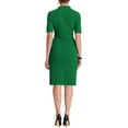 thumbnail image 3 of Vestido ajustado de mujer Inspire Chic con cuello en V, mangas cortas, vestido midi bodycon para el trabajo, talla XL, color verde, 3 of 5
