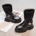 thumbnail image 3 of gcong Girls Mid Calf Boots Velvet Winter Fashion Boots Leather High Boots For Children, 3 of 8