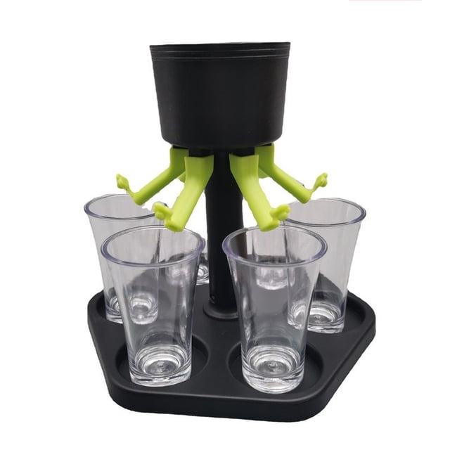 Juego de dispensador de vino de cristal hexagonal para fiestas y ferias con puntas y bandeja para copas de vino, medio