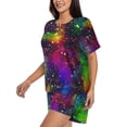 thumbnail image 2 of "Wukai Bright Universe Women's Pajama Set - Short-Sleeve Top and Shorts with Elastic Waistband and Pockets for Loungewear, Yoga, and Casual Wear-XX-Large, 2 of 8
