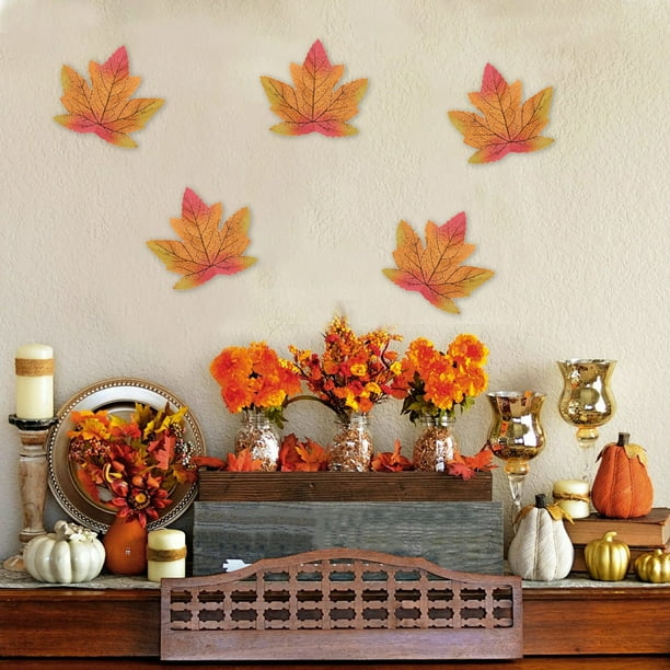 Decoración del hogar, decoración de habitaciones, decoración de paredes, hojas de arce simuladas, decoración de otoño para aulas, hojas de arce, decoración para fiestas de Halloween, hojas de arce sim