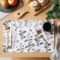 thumbnail image 2 of Grey Purple Botanical Placemats Set of 8, Watercolor Spring Floral Summer Leaf Placemats for Dining Table, Place Mats for Kitchen Tabletop, Waterproof Wipeable Dining Table Mats Set, 2 of 9