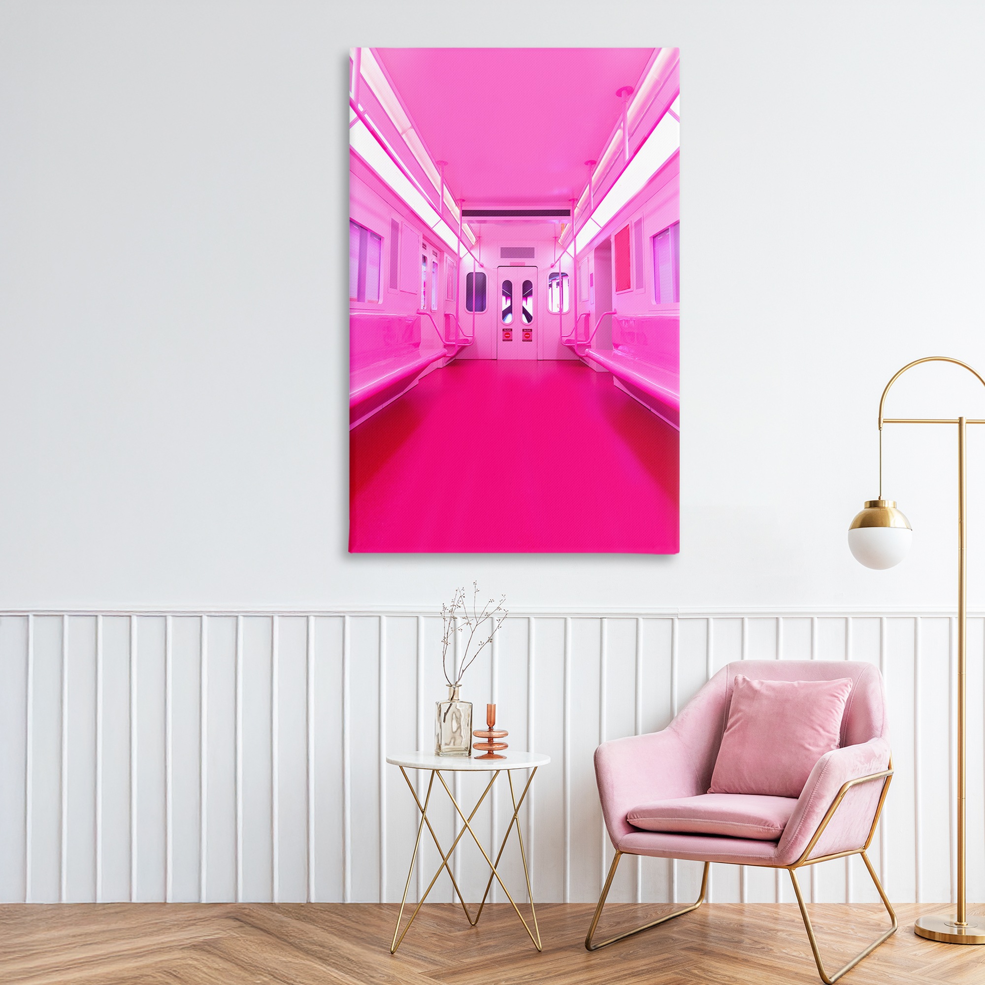 Futuristic Pink Tone Subway Canvas Wall Art, design by LISH Creative