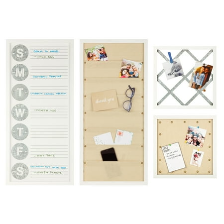 Gallery Solutions 4-Piece Wall Organization Command Center Set with Storage and Weekly Calendar, White