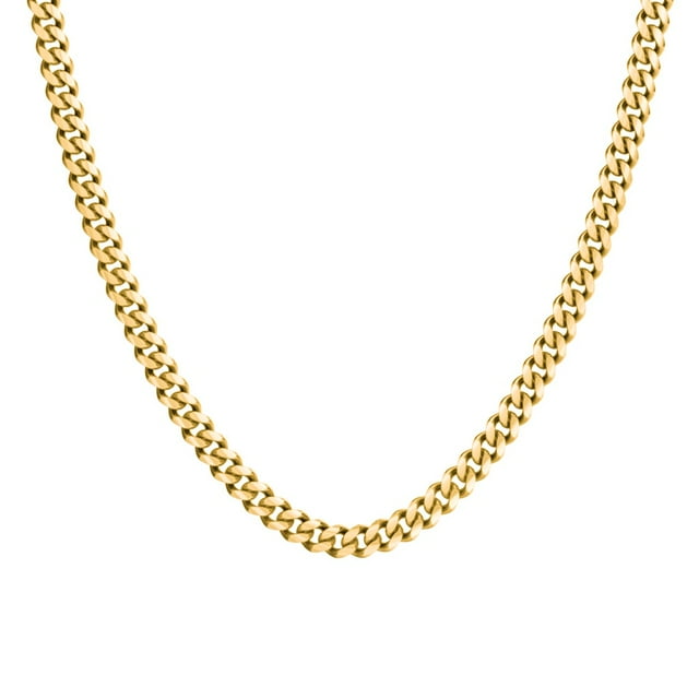 Collier Chaîne Cubaine pour Homme de 20 Pouces en Acier Inoxydable Jaune - 8 mm
